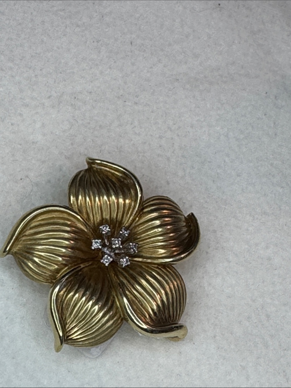 Gold Floral Brooch with Faceted stone Accents - Women Accessories